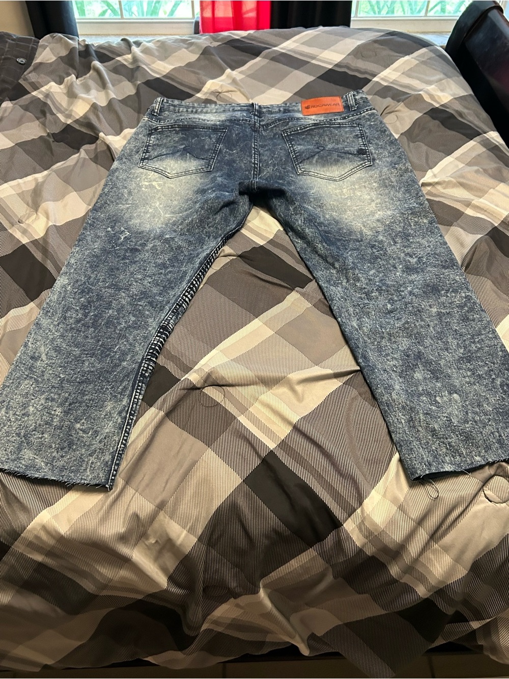 Rocawear Distressed Acid-Wash Blue Slim Straight Jeans